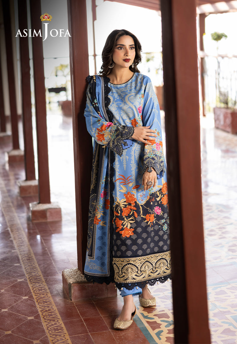 AJUW-25 EMBROIDERED VISCOSE 3 Pcs